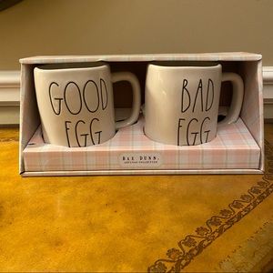 NWT Rae Dunn GOOD EGG BAD EGG Easter Spring Ceranic Mug Set